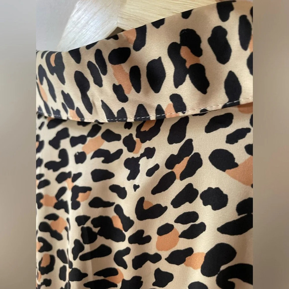 Macys On 34th Satin Leopard Print Collared Shirt Dress - Picture 6 of 10